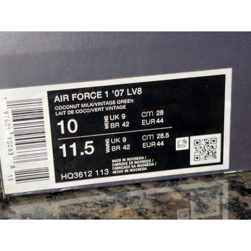 Nike Air Force 1 07 LV8 Coconut‎ Milk Vintage Green Mens Size 10 HQ3612-113 - Picture 6 of 11